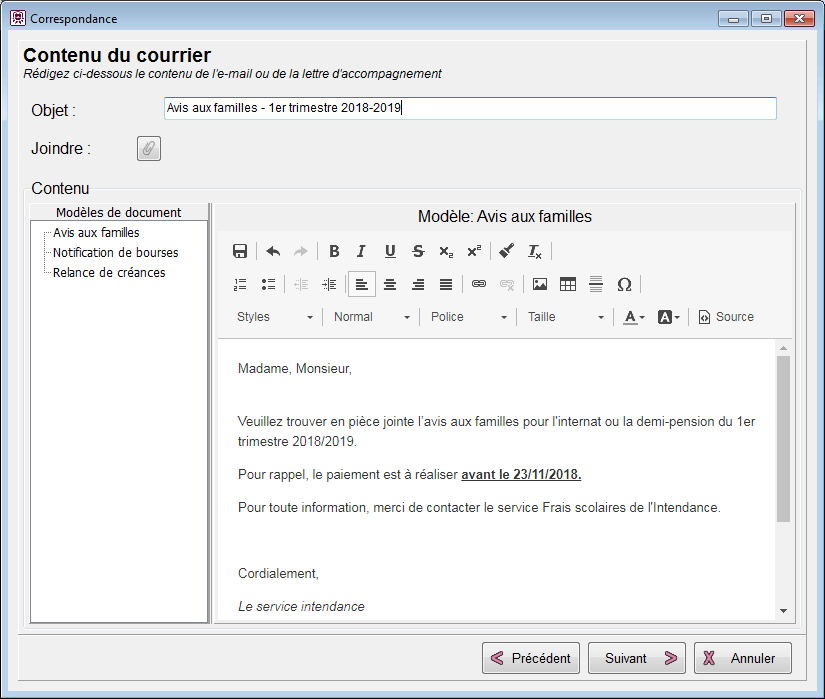 Le module de correspondance aux familles de GEC